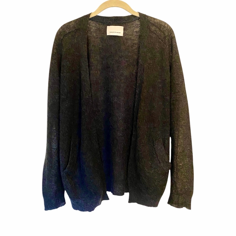 SAMSOE SAMSOE Dark Blue Open Front‎ Cardigan Mohair Wool Blend XS